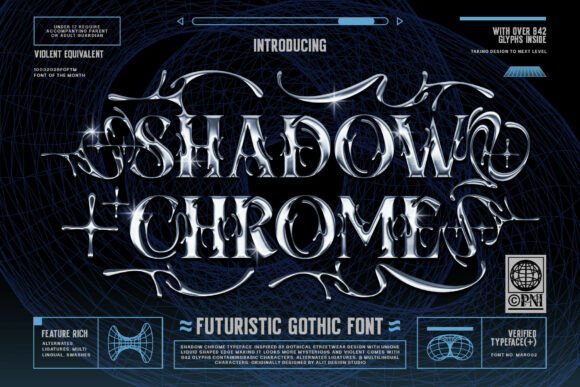 Shadow Chrome: A Futuristic Gothic Typeface for Bold Design